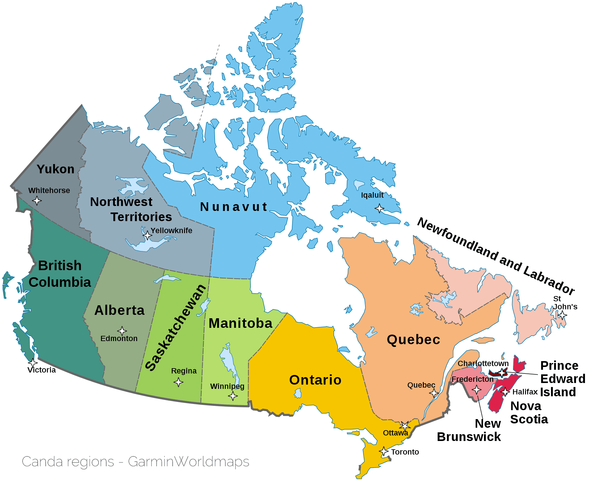 Canada regions Staate - Garmin Worldmaps
