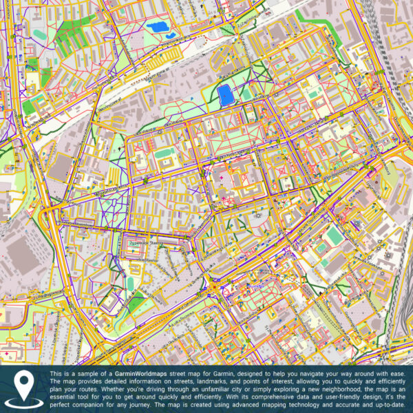Sample of a GarminWorldmaps street map for Garmin