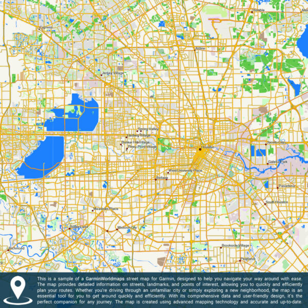 Sample of a GarminWorldmaps street map for Garmin
