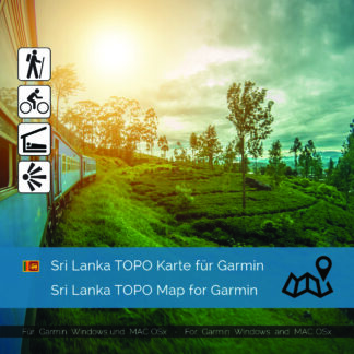 Topographic Map Sri Lanka for Garmin navigation devices Download. Map is Plug & Play ready. Download includes also the Map-Installer for Windows and Mac PC